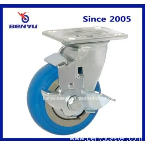 8 Inch Heavy-Duty Caster Blue Wheels Side Brake